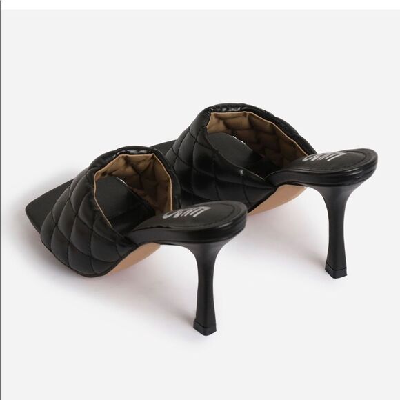 Ego TROPEZ SQUARE TOE QUILTED HEEL MULE IN BLACK FAUX LEATHER Size 9 - Picture 3 of 13